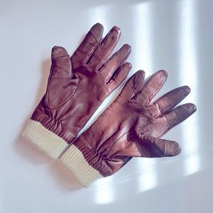 Gently used Apt 9 Brown Leather Cuffed winter gloves - Size Small